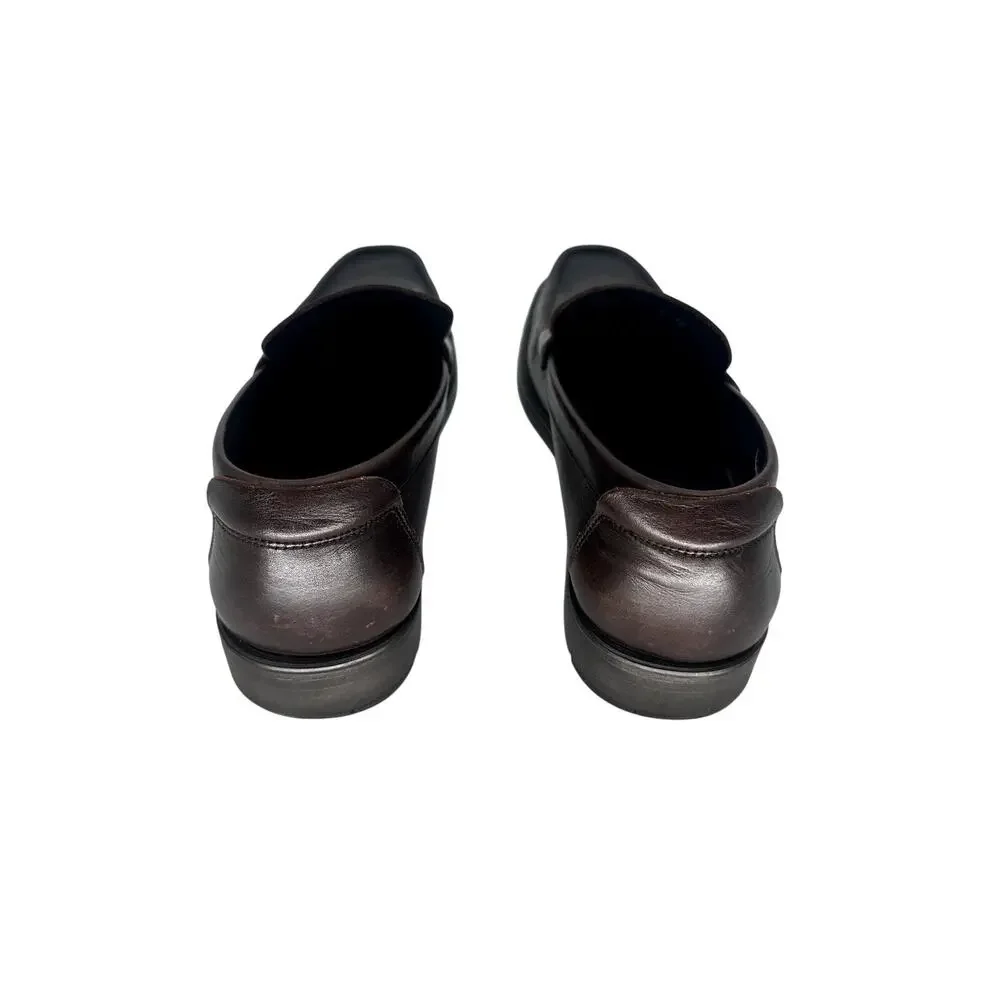 Salvatore Ferragamo David Gancini Leather Lug Sole Loafers Dark Brown Men's 12 D